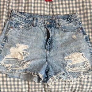 American Eagle Outfitters Light Blue Distressed Denim Cutoff Shorts